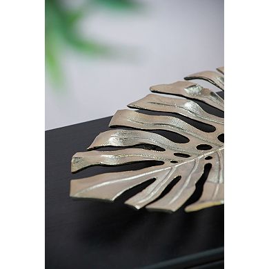 BEARSOLIM Gold 18.9-in. Monstera Leaf Metal Wall Decor