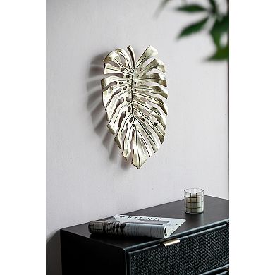 BEARSOLIM Gold 18.9-in. Monstera Leaf Metal Wall Decor