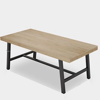 Rectangular Farmhouse Dining Table with Sturdy MDF Top for Kitchen or Office