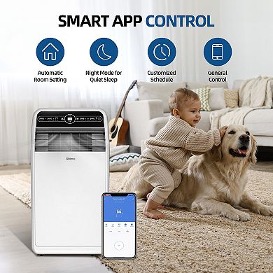10,000 BTU (6,400 BTU DOE) Portable Air Conditioner Cools 300 sq. ft. Dehumidifier, 3 Fan Speeds