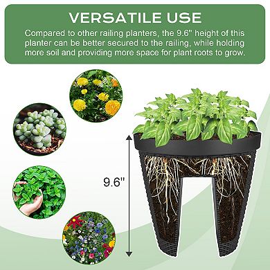 Aoodor Balcony Rattan Pattern Railing Planter Box with Adjustable Brackets