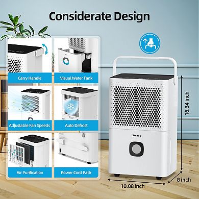 30 pt. 1,500 sq.ft. Portable Dehumidifier in White with Auto Defrost, Activated Carbon Filter, Timer
