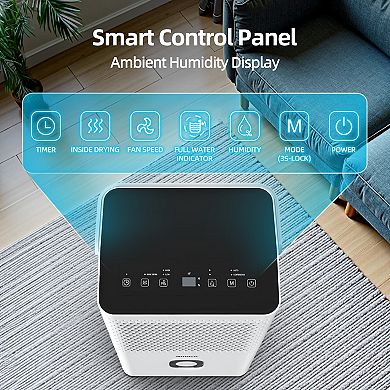 30 pt. 1,500 sq.ft. Portable Dehumidifier in White with Auto Defrost, Activated Carbon Filter, Timer