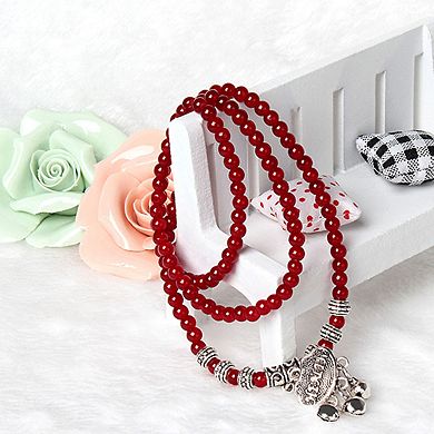 Red Agate Beaded Good Luck Bracelet