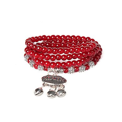 Red Agate Beaded Good Luck Bracelet