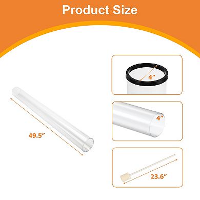 Aoodor Patio Heater Glass Tube Replacement 49.5" Tall 4" Diameter