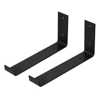 2 Pack Heavy Duty Shelf Brackets Wall Mounted L-Shaped Metal Rack Supports with Screws