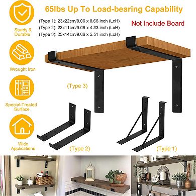 2 Pack Heavy Duty Shelf Brackets Wall Mounted L-Shaped Metal Rack Supports with Screws