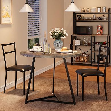 Small Round Dining Table Set with Upholstered Chairs