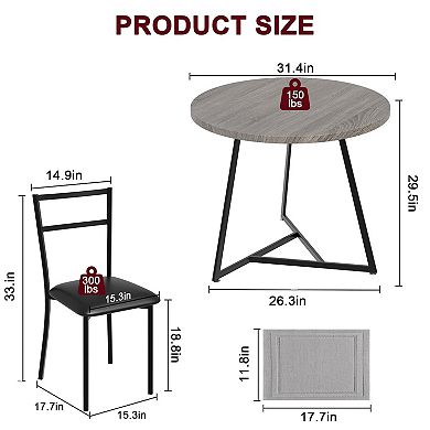 Small Round Dining Table Set with Upholstered Chairs