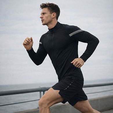 Men's Quick-Dry Track Jacket - Lightweight Stretch Athletic Running Jacket with Pockets