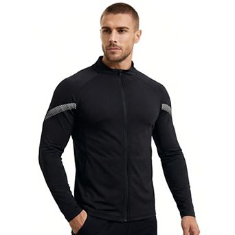 Men's Quick-Dry Track Jacket - Lightweight Stretch Athletic Running Jacket with Pockets