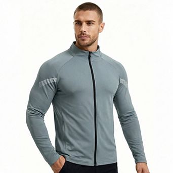 Men's Quick-Dry Track Jacket - Lightweight Stretch Athletic Running Jacket with Pockets
