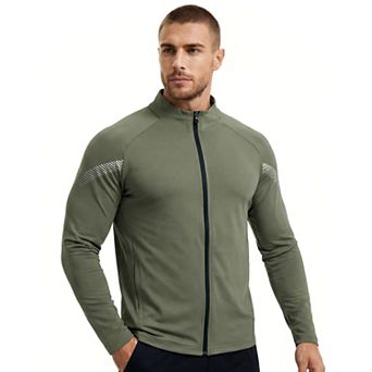 Men's Quick-Dry Track Jacket - Lightweight Stretch Athletic Running Jacket with Pockets