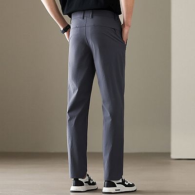 mens dress casual pants Garment Dyed Linen Casual Pants for Tall Men in Summer Blue 32 / 40 / Summer Blue main image 0