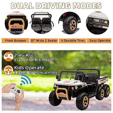 24V 6-Wheel 4WD Kids Ride on UTV Remote Control Dump Truck, 3 Speeds, Music & Headlights