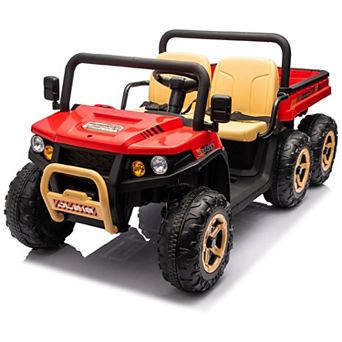 24V 6-Wheel 4WD Kids Ride on UTV Remote Control Dump Truck, 3 Speeds, Music & Headlights