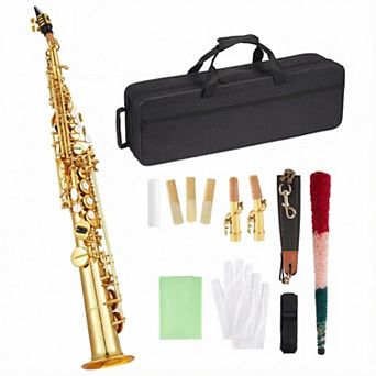 Soprano Saxophone Brass Sax Electroplated Finish, Suitable for Beginner or Intermediate Students