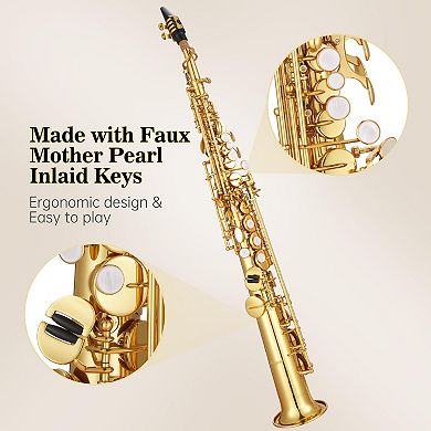 Soprano Saxophone Brass Sax Electroplated Finish, Suitable for Beginner or Intermediate Students