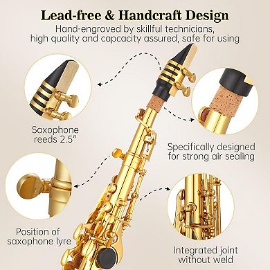 Soprano Saxophone Brass Sax Electroplated Finish, Suitable for Beginner or Intermediate Students