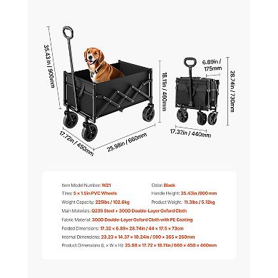 Collapsible Wagon Cart Heavy Duty Folding Utility Wagon with All Terrain Wheels