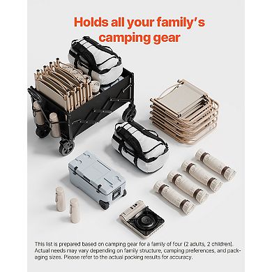 Collapsible Wagon Cart Heavy Duty Folding Utility Wagon with All Terrain Wheels