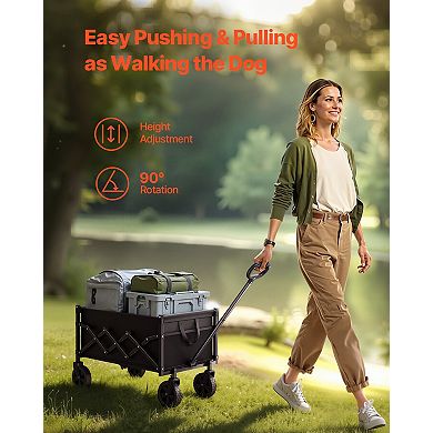 Collapsible Wagon Cart Heavy Duty Folding Utility Wagon with All Terrain Wheels