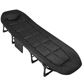 Portable Folding Camping Cot Bed with Mattress & Side Pocket