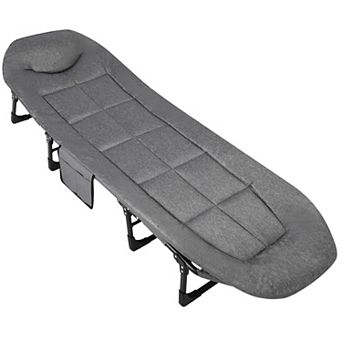 Portable Folding Camping Cot Bed with Mattress & Side Pocket