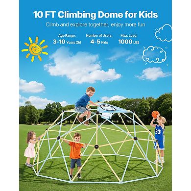 Outdoor Climbing Dome Jungle Gym with Net and Basketballs for Kids