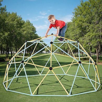 Outdoor Climbing Dome Jungle Gym with Net and Basketballs for Kids