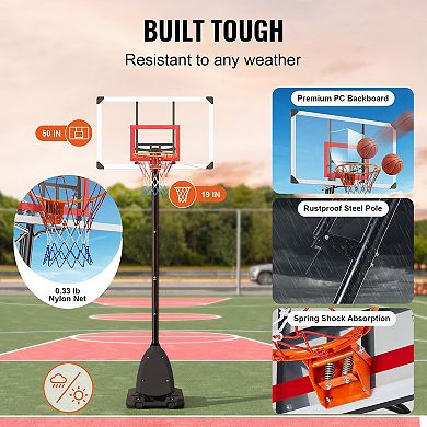 Adjustable Basketball Hoop System 7.6 to 10 Ft Portable Backboard with Wheels