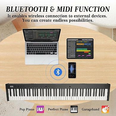 Portable Full Set Digital Piano - 88 Key Compact Keyboard with Semi-Weighted Keys