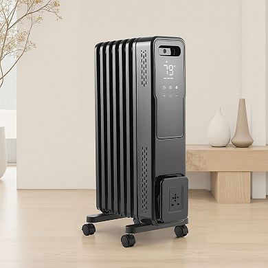 Electric Oil Filled Radiator Space Heater 1500W with Remote Control 3 Heat Settings and Timer