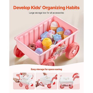 Kids Ice Cream Cart Pretend Play Set with Accessories Lights Sounds and Storage