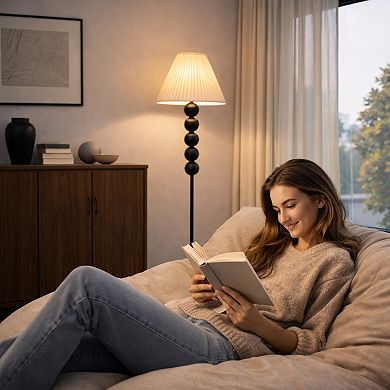 Vintage Pleated Floor Lamp with Lampshade