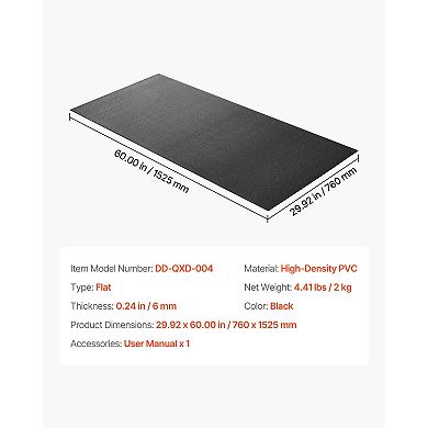 Exercise Equipment Floor Mat 30 x 60 Inch High Density Non Slip Protector