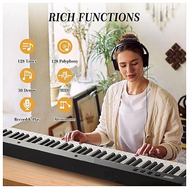 88 Key Full Size Portable Electronic Keyboard Piano Set Built-in Speakers,Digital Piano