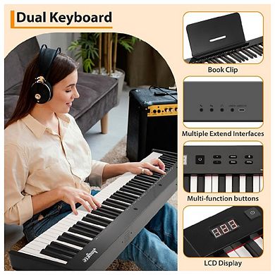 88 Key Full Size Portable Electronic Keyboard Piano Set Built-in Speakers,Digital Piano