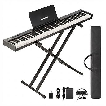 Portable 88-Key Keyboard Package,w/ Stand, Pedal, Power Adapter, and Carrying Case
