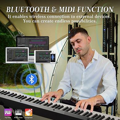 Portable 88-Key Keyboard Package,w/ Stand, Pedal, Power Adapter, and Carrying Case