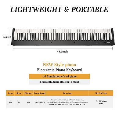 Portable 88-Key Keyboard Package,w/ Stand, Pedal, Power Adapter, and Carrying Case