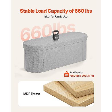 Foldable Storage Ottoman Bench with Large Capacity Upholstered Design