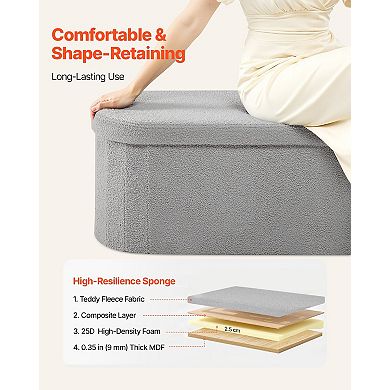 Foldable Storage Ottoman Bench with Large Capacity Upholstered Design