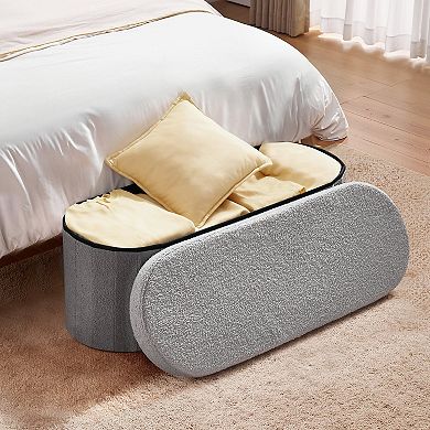 Foldable Storage Ottoman Bench with Large Capacity Upholstered Design