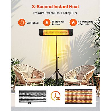 Electric Infrared Space Heater with Remote Control and Timer for Indoor and Outdoor Use