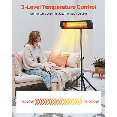 Electric Infrared Space Heater with Remote Control and Timer for Indoor and Outdoor Use