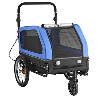 Dog Bike Trailer and Pet Stroller Combo Folding Frame with Safety Leash