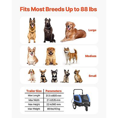 Dog Bike Trailer and Pet Stroller Combo Folding Frame with Safety Leash