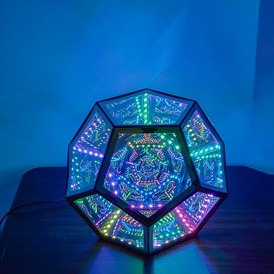 RGBW Color-Changing Infinity Dodecahedron Lamp with Display Case